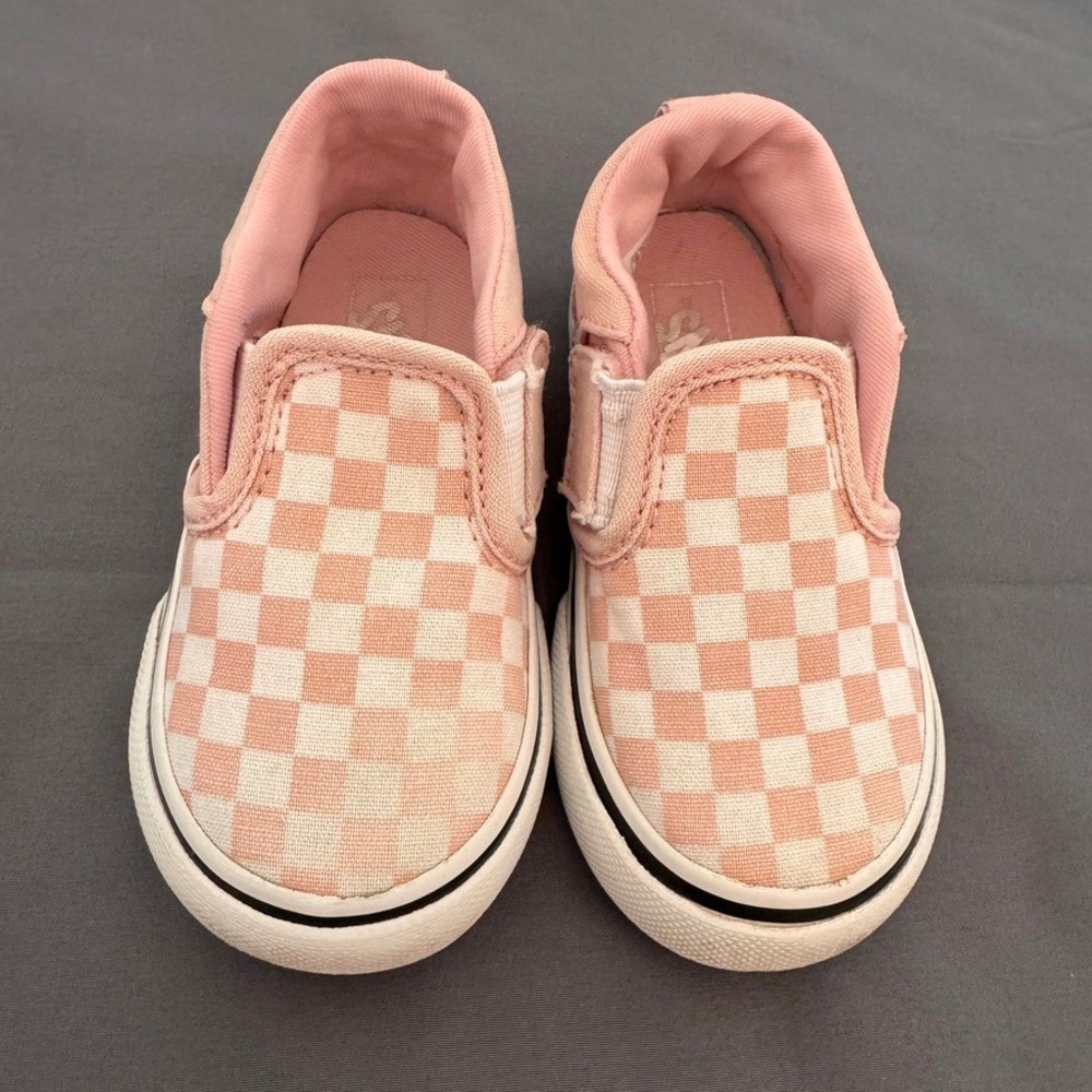 Vans Toddler Classic Slip-On Pink Checkerboard Canvas Shoes Size 6.0 Toddler